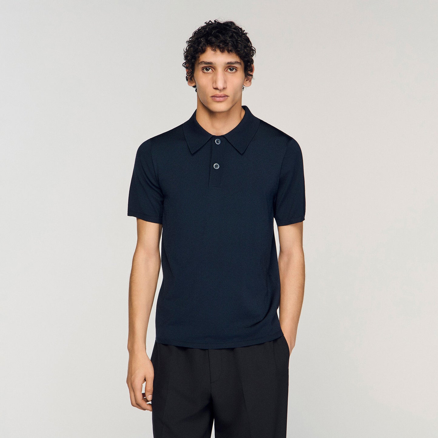 Short-sleeve knitted polo shirt