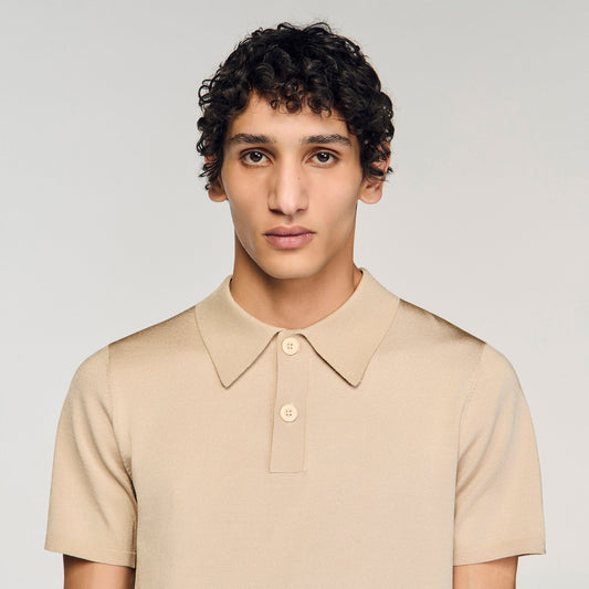 Short-sleeve knitted polo shirt