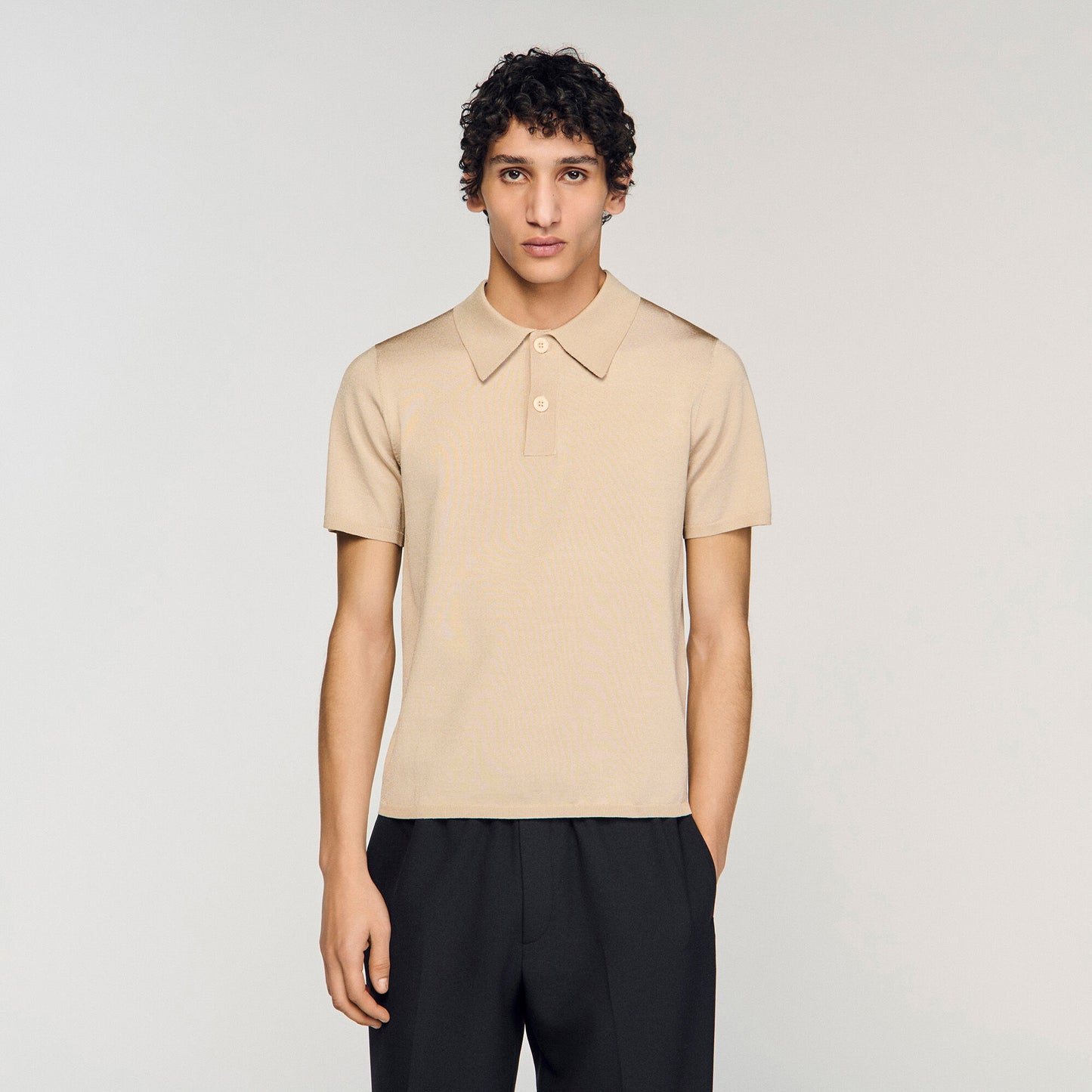Short-sleeve knitted polo shirt