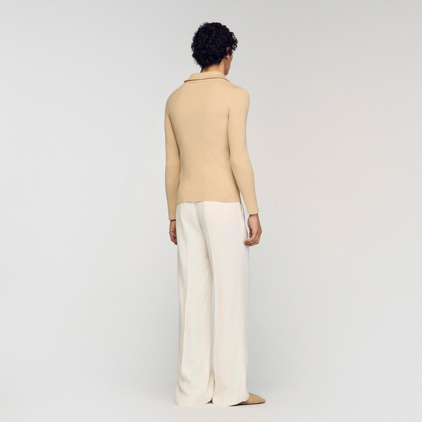 Zip cardigan with standing collar