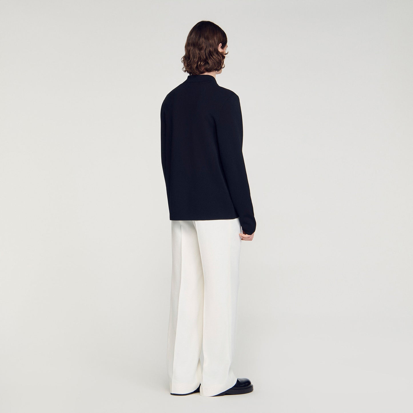 Zipped viscose knit cardigan
