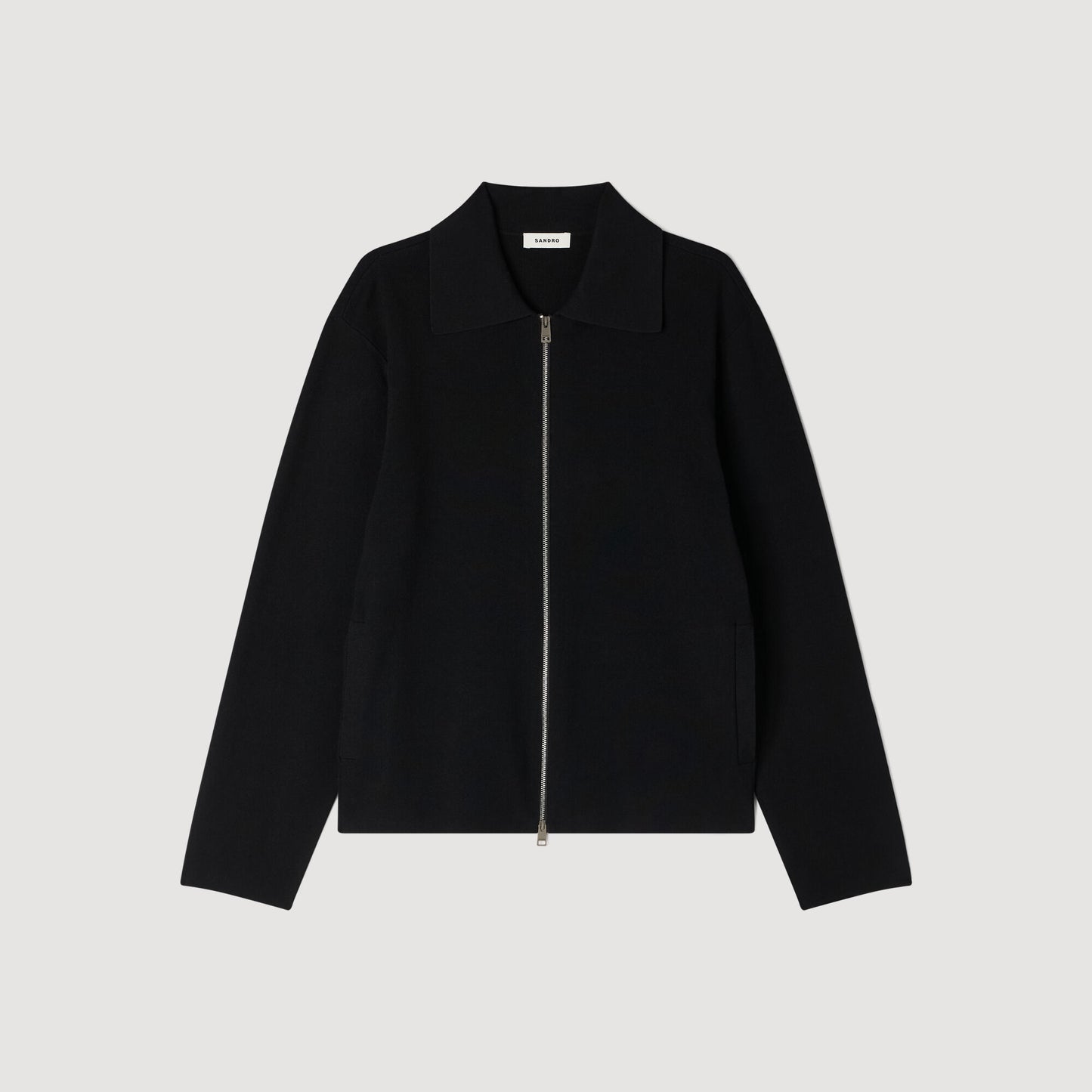 Zipped viscose knit cardigan
