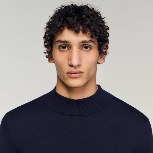 Wool jumper with high neck