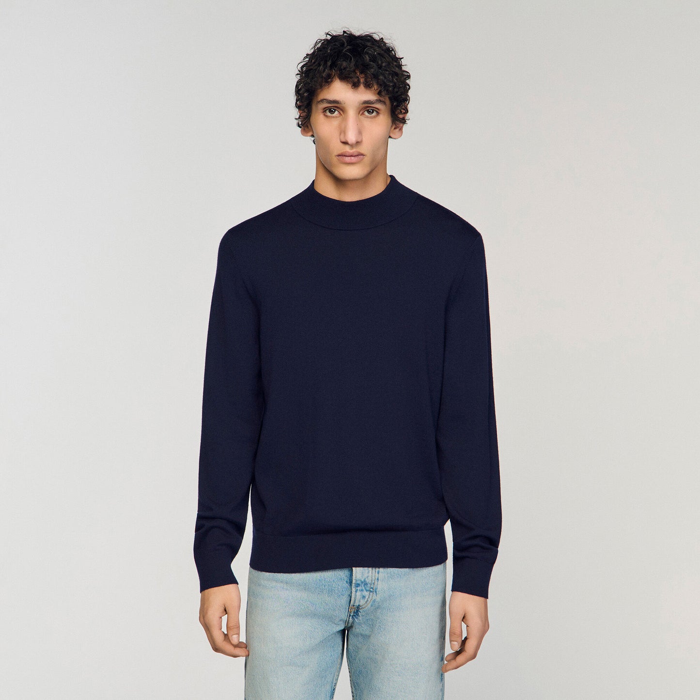 Wool jumper with high neck