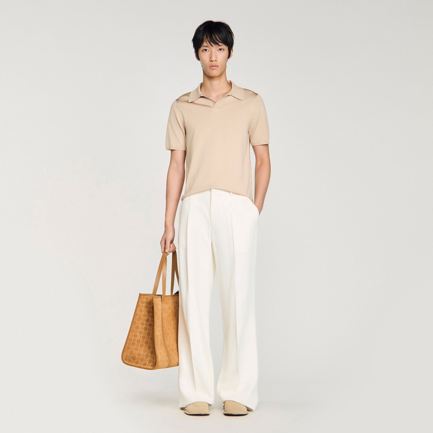 Short-sleeved V-neck polo shirt