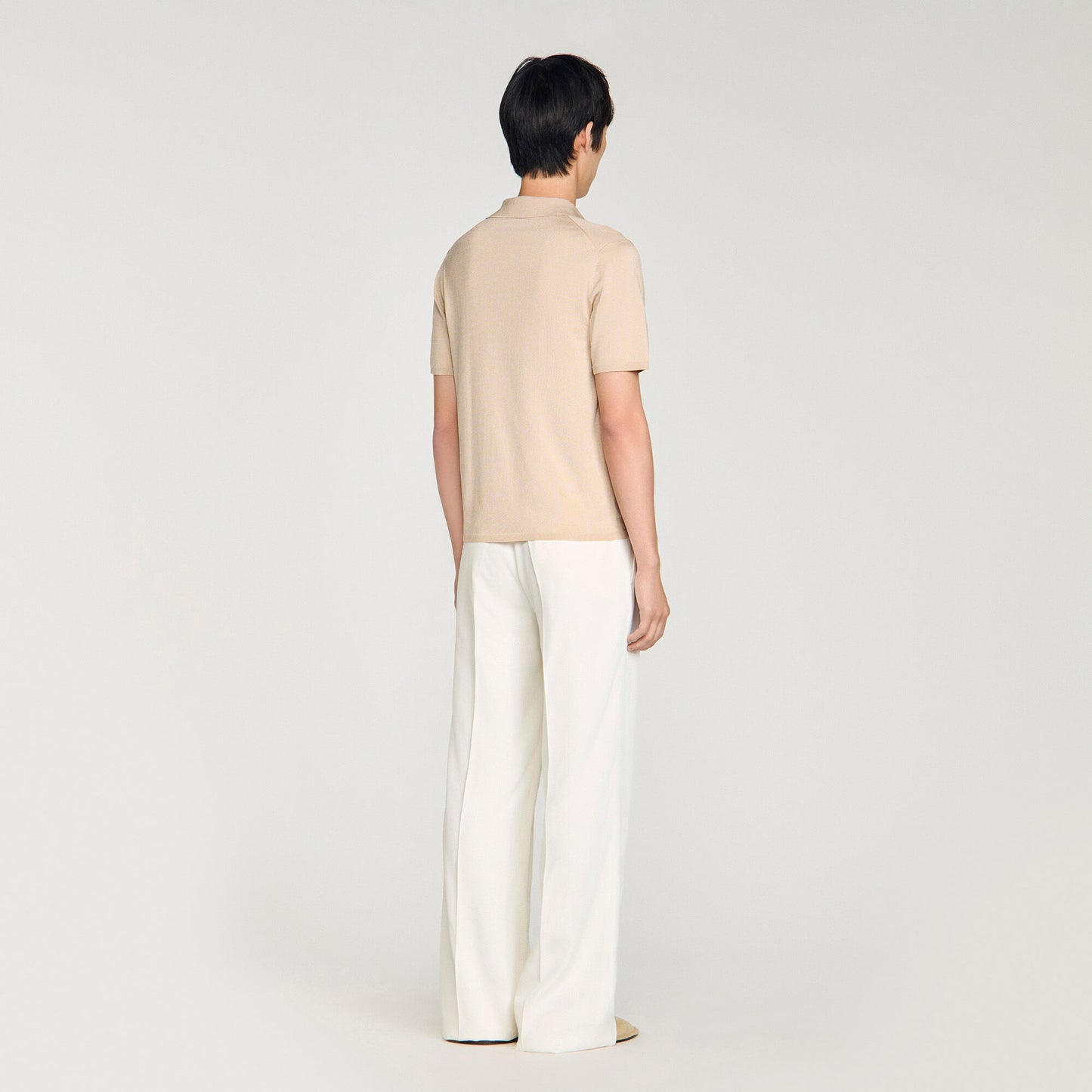 Short-sleeved V-neck polo shirt