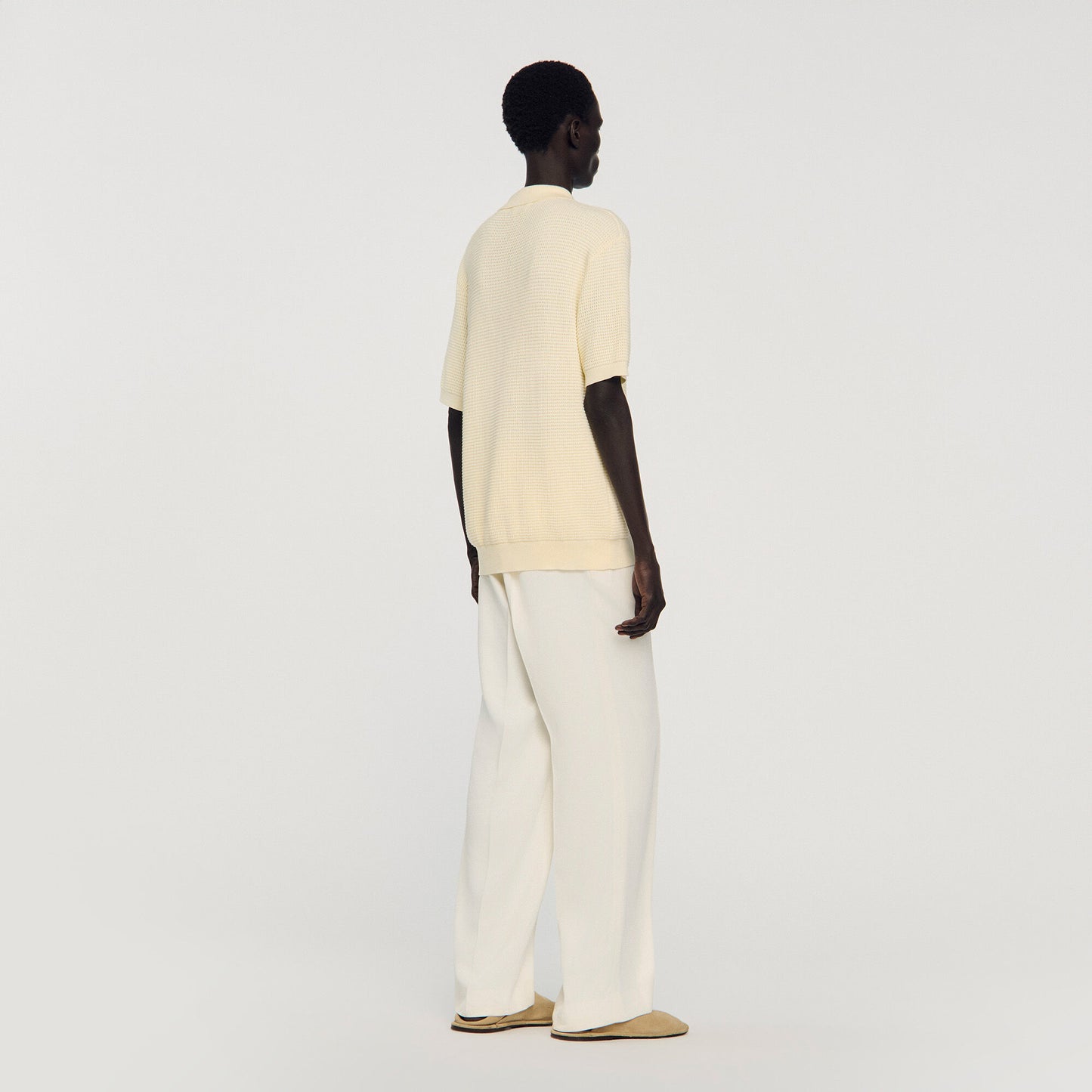 Waffle-texture cotton polo