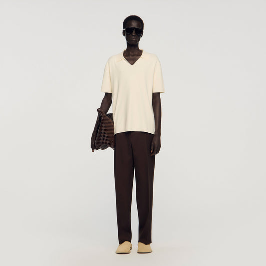 Stretch knit polo shirt