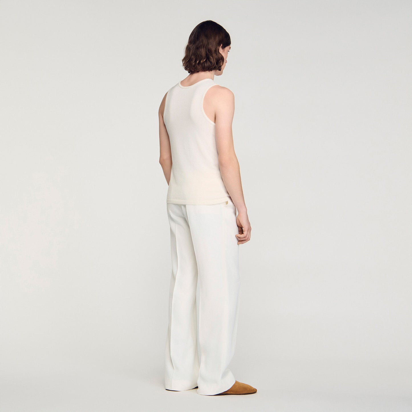 Knit crew neck vest top