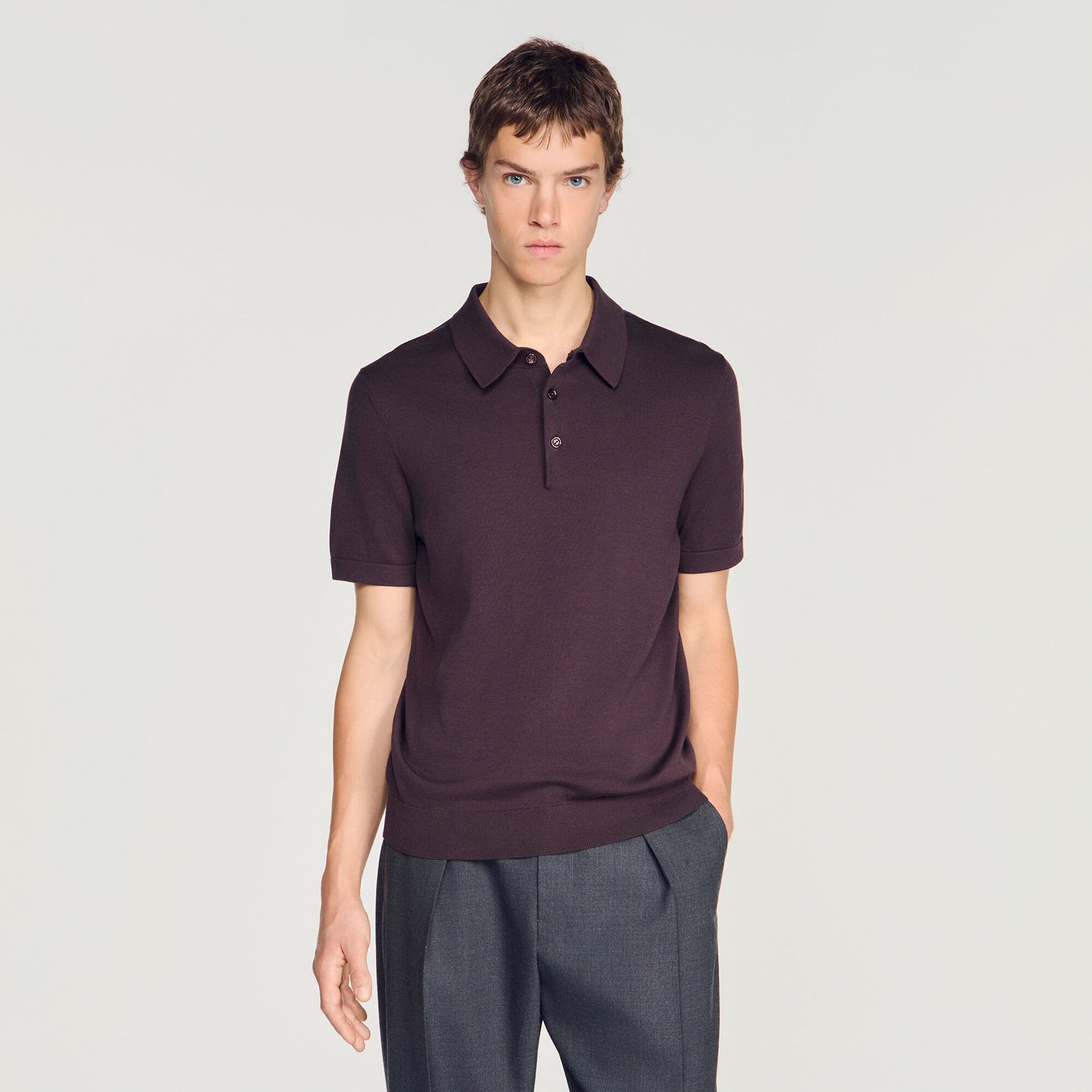 Cotton and silk polo shirt