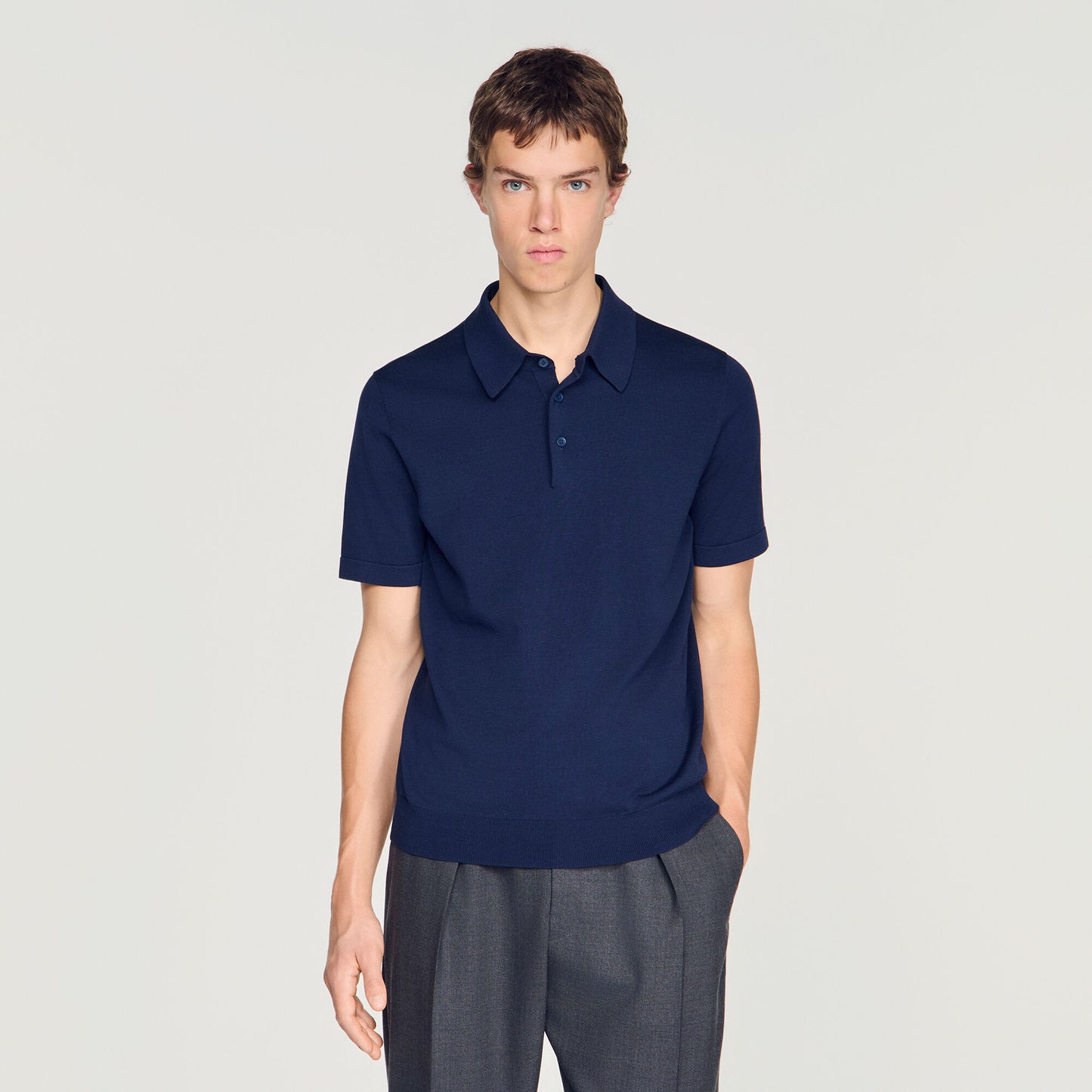 Cotton and silk polo shirt