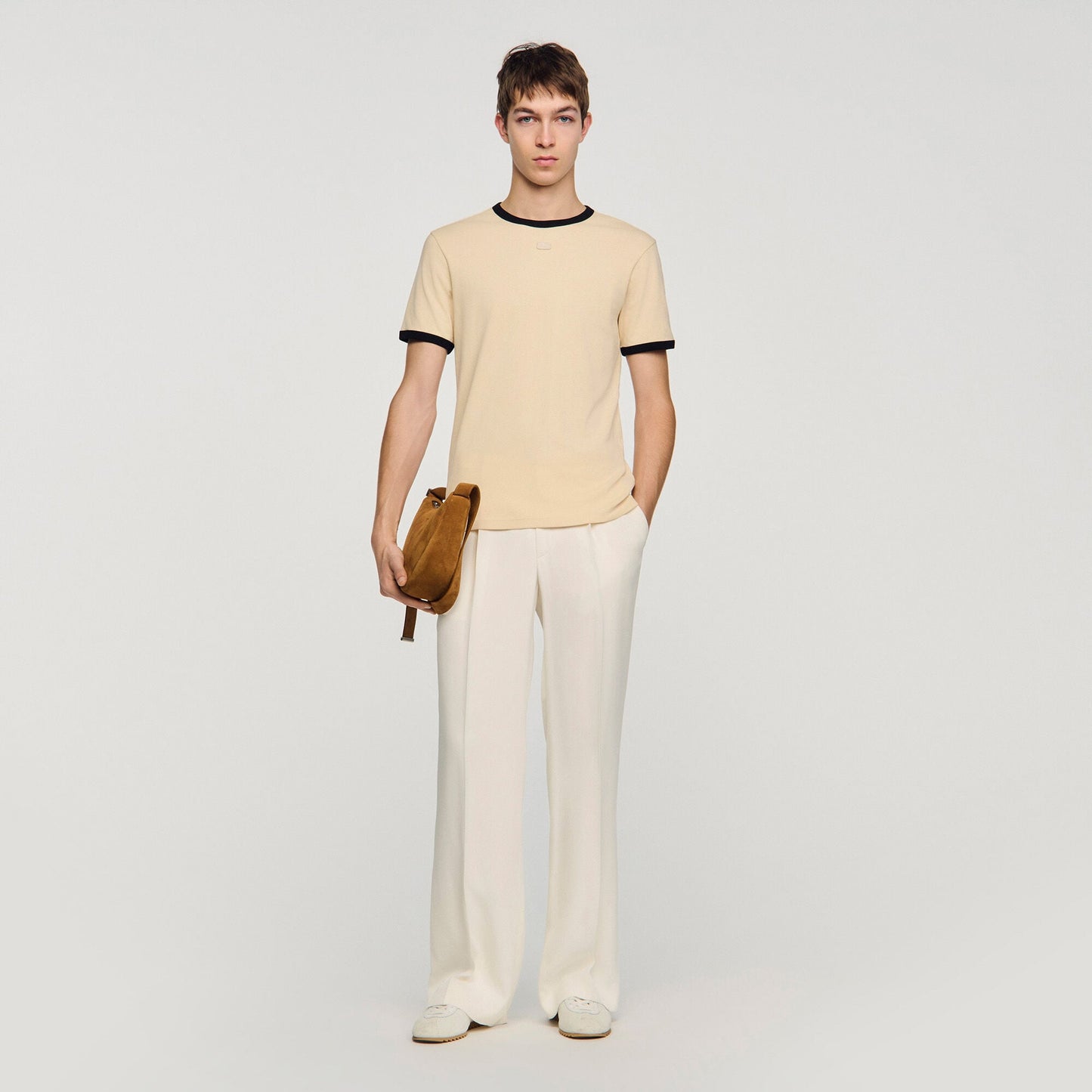 Two-tone patch T-shirt