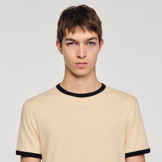 Two-tone patch T-shirt