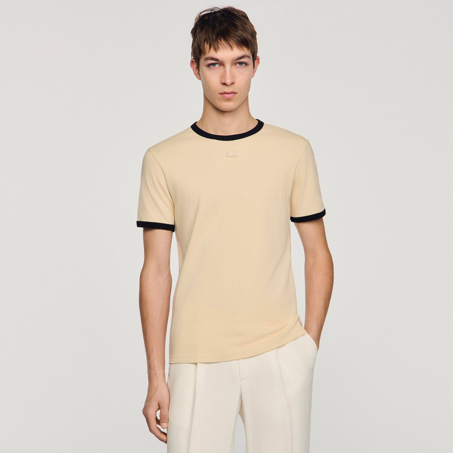 Two-tone patch T-shirt