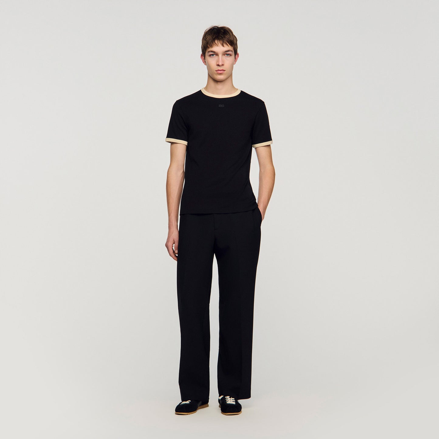 Two-tone patch T-shirt