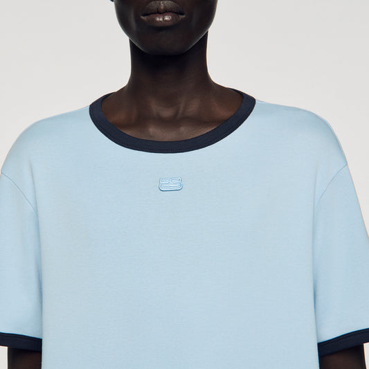 Two-tone patch T-shirt