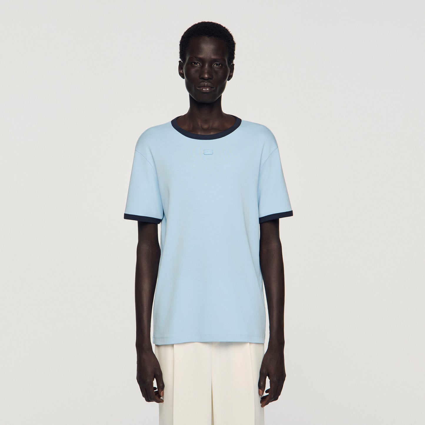 Two-tone patch T-shirt