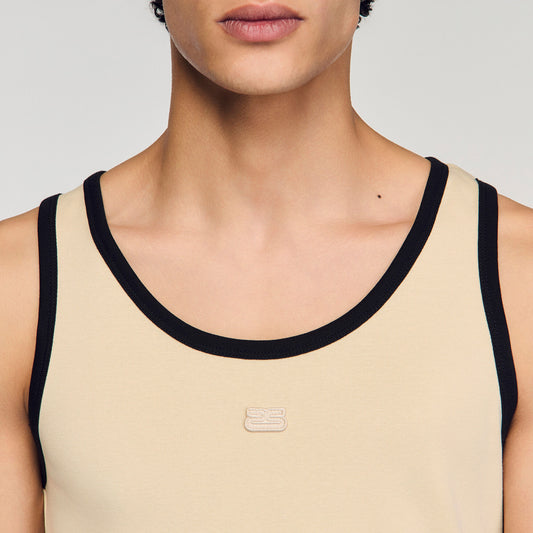 Cotton vest top with patch
