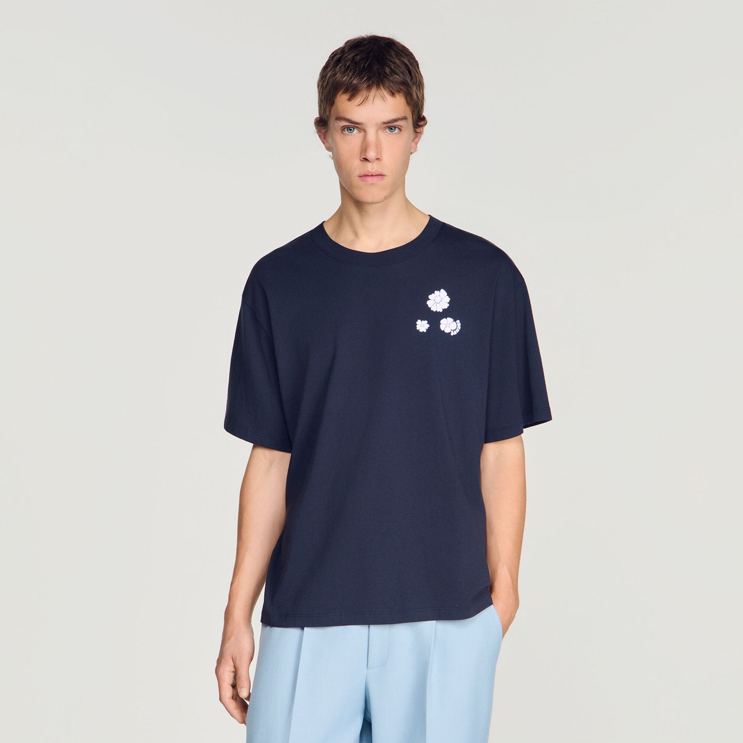Flower print cotton T-shirt