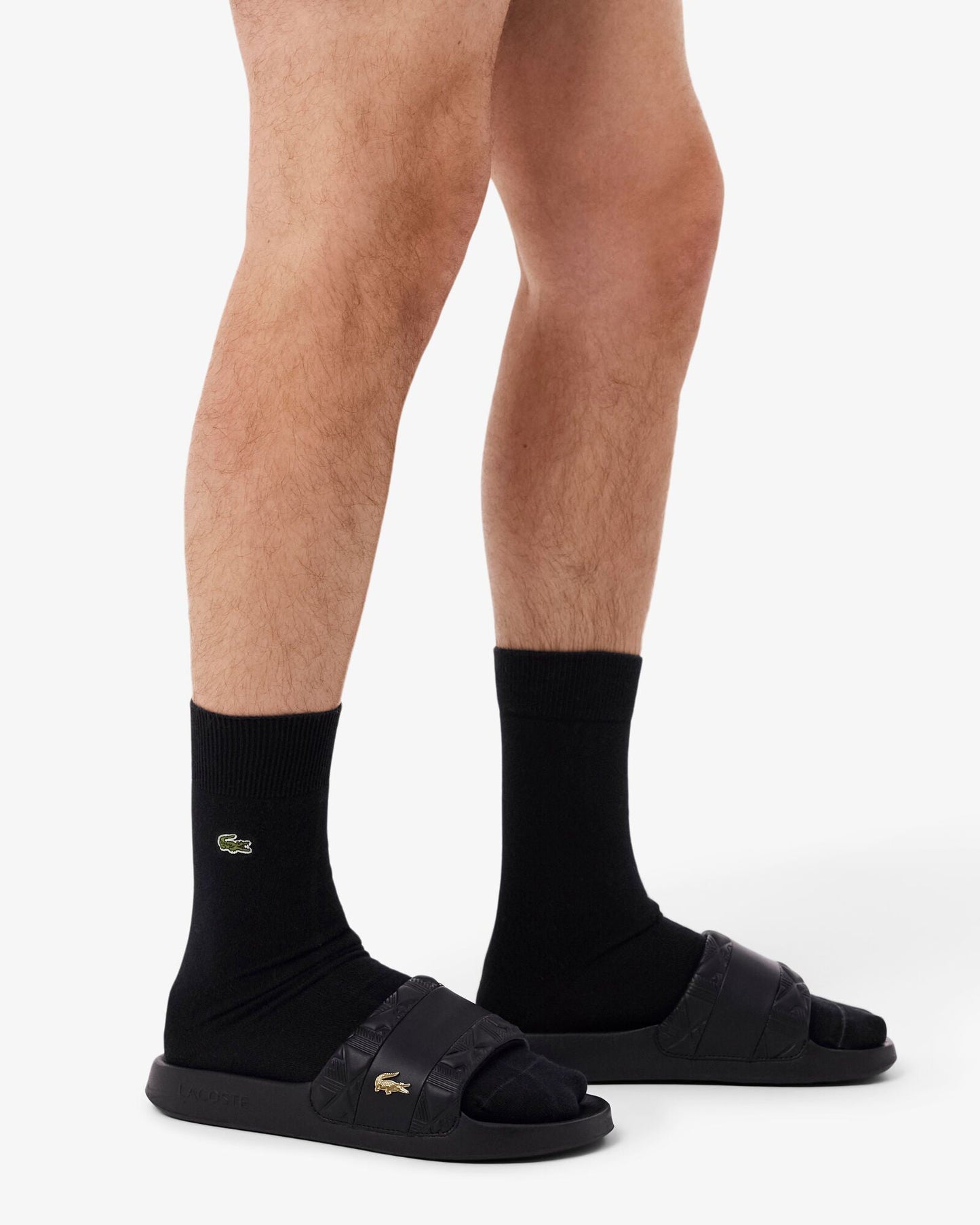 Serve Hybrid Monogram Slides - Black/Gold 1V7