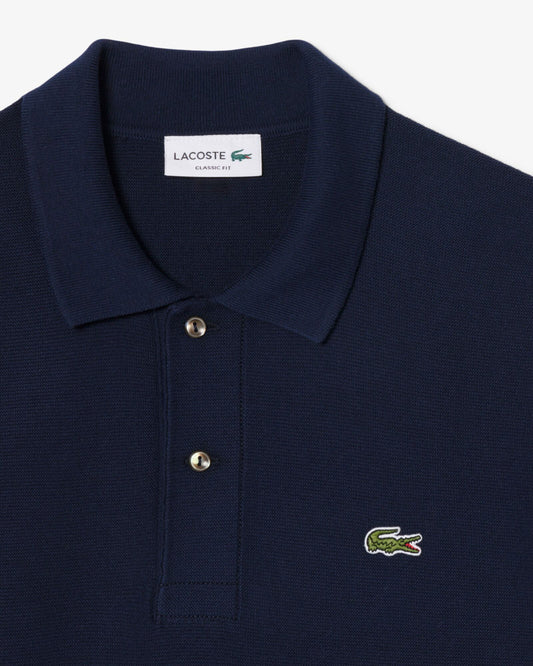 Moss Stitch Cotton Polo Collar Mens Sweater - Navy Blue 166