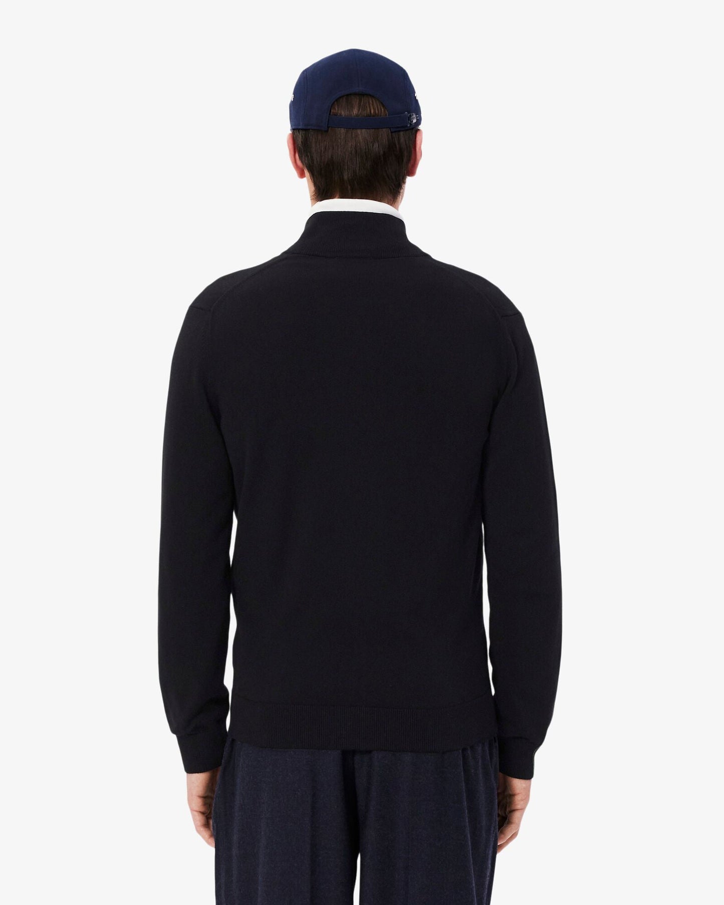 High Neck Zipped Cotton Mens Sweater - Black 031