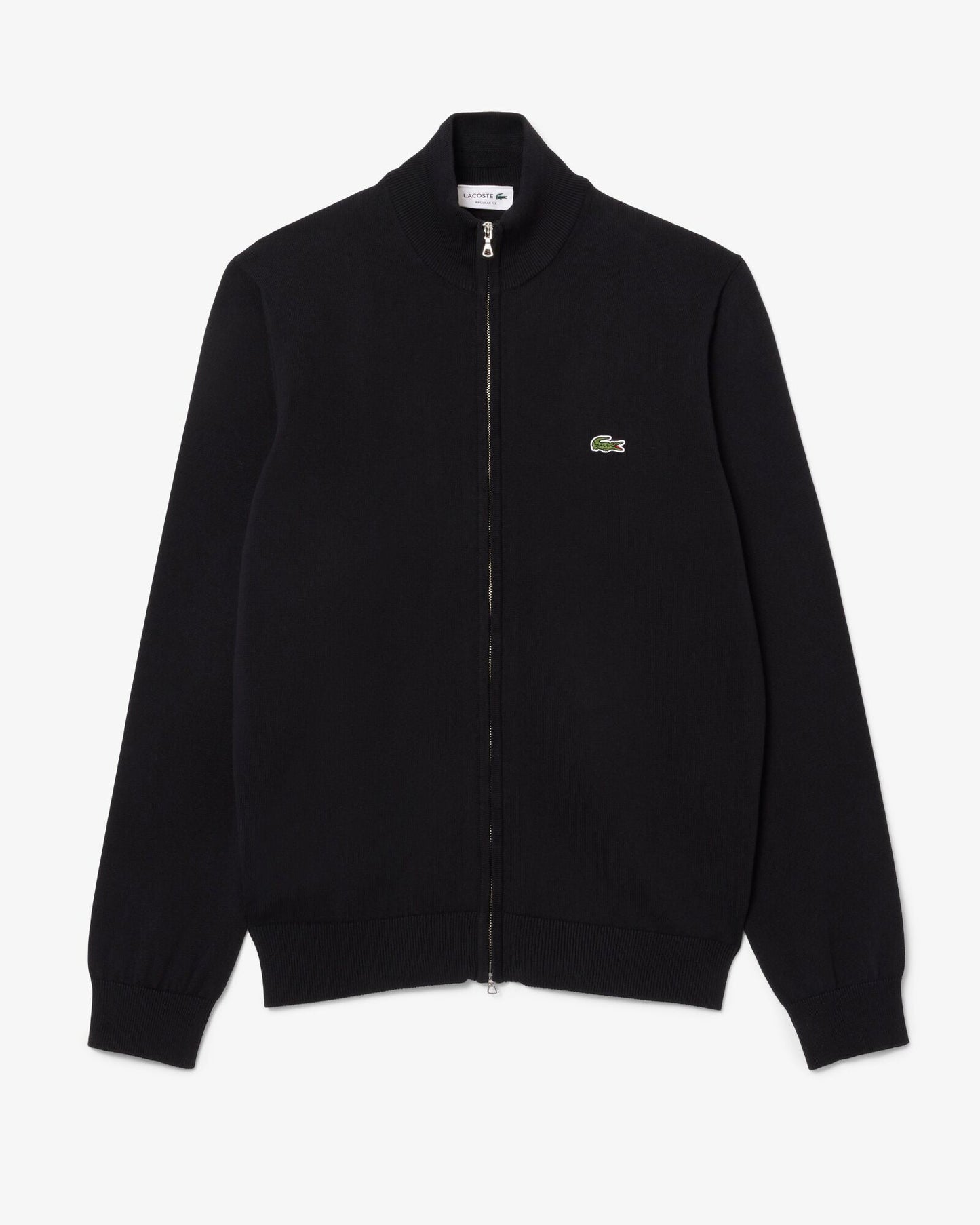 High Neck Zipped Cotton Mens Sweater - Black 031