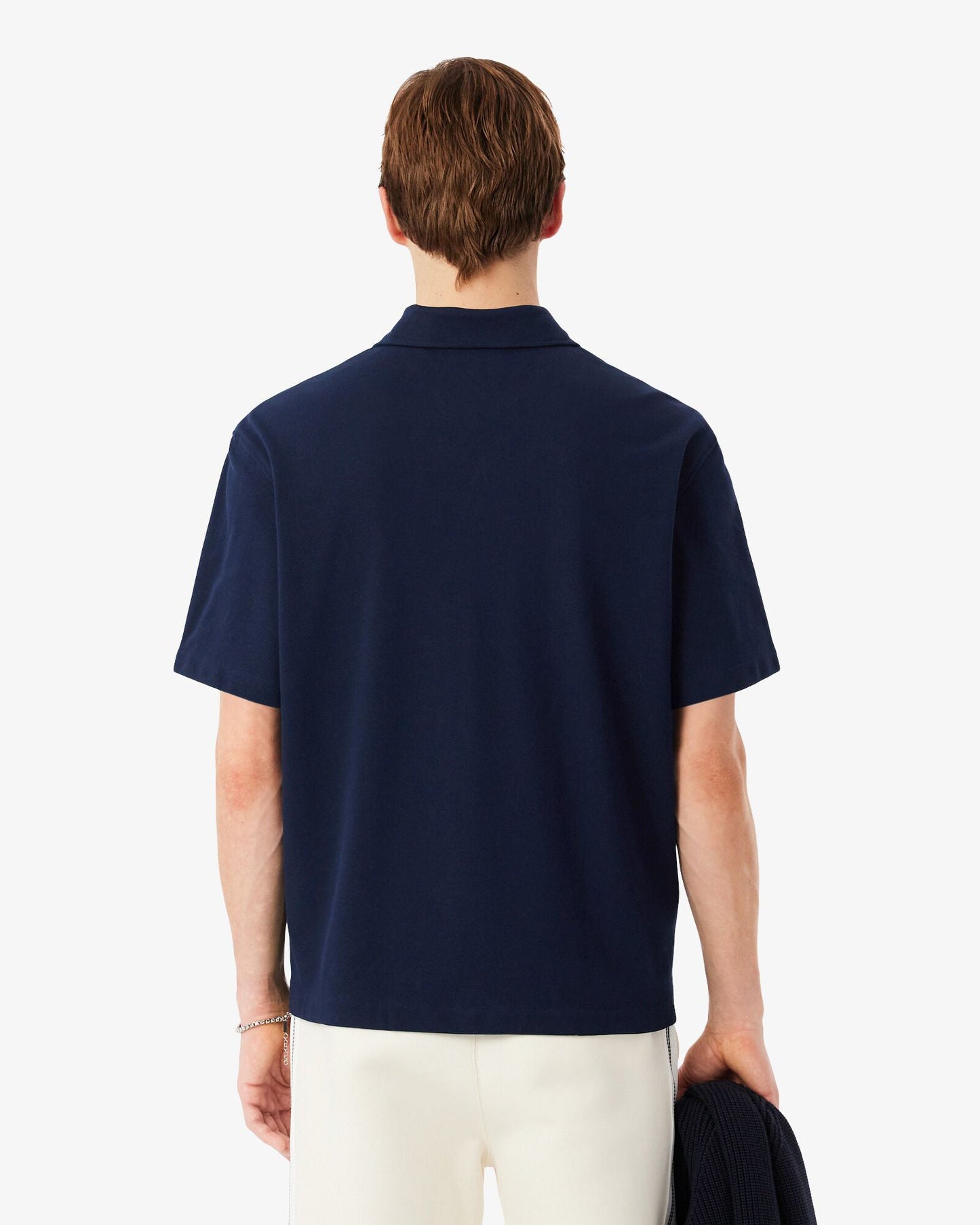 Relaxed Fit Short Sleeved Mens Piqué Shirt - Navy Blue 166