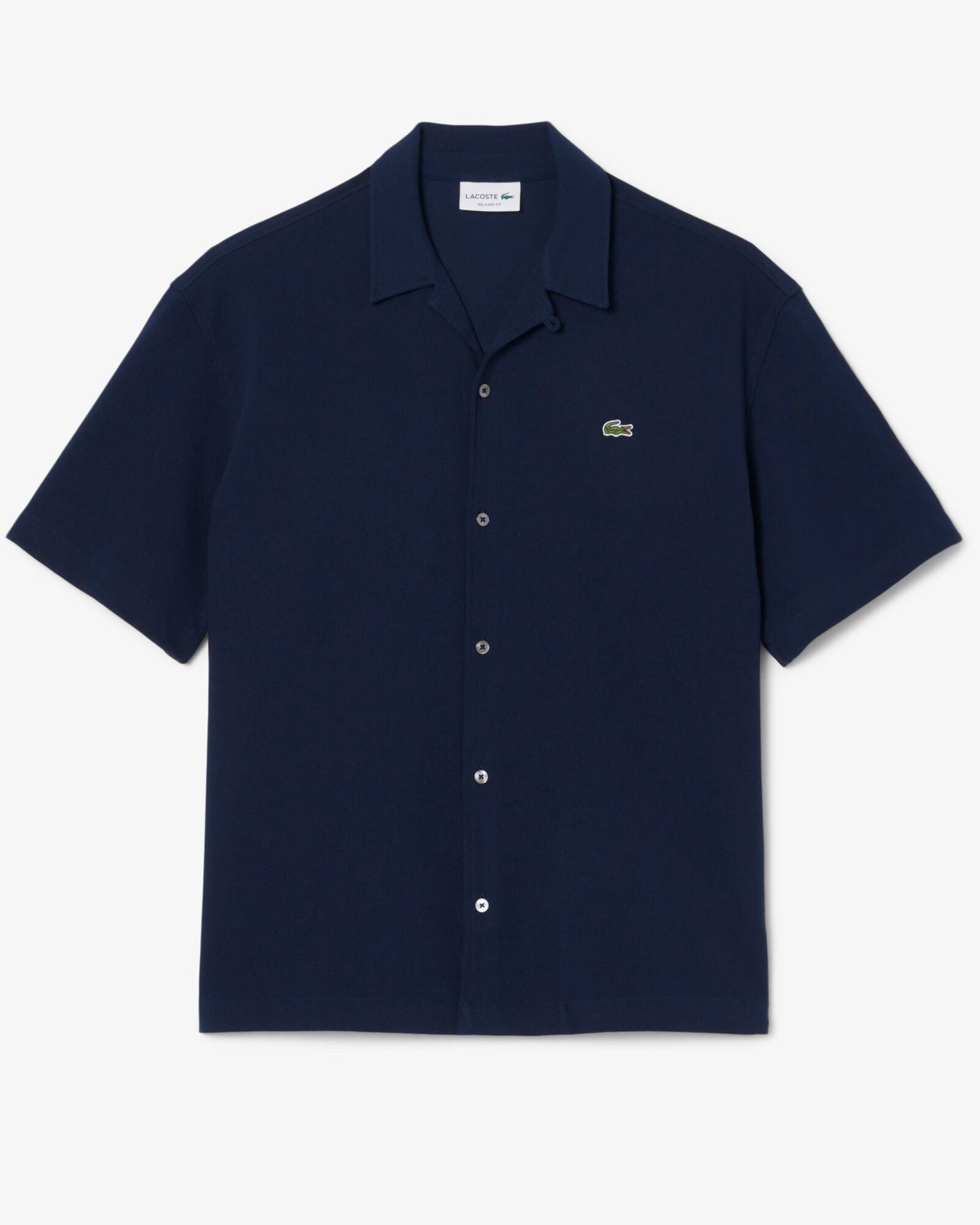Relaxed Fit Short Sleeved Mens Piqué Shirt - Navy Blue 166