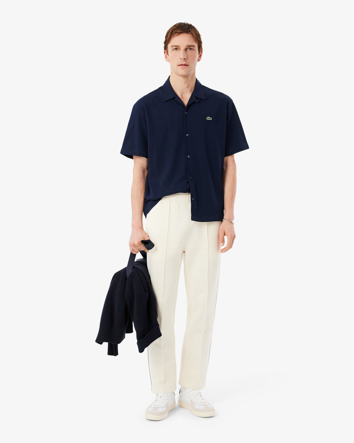 Relaxed Fit Short Sleeved Mens Piqué Shirt - Navy Blue 166