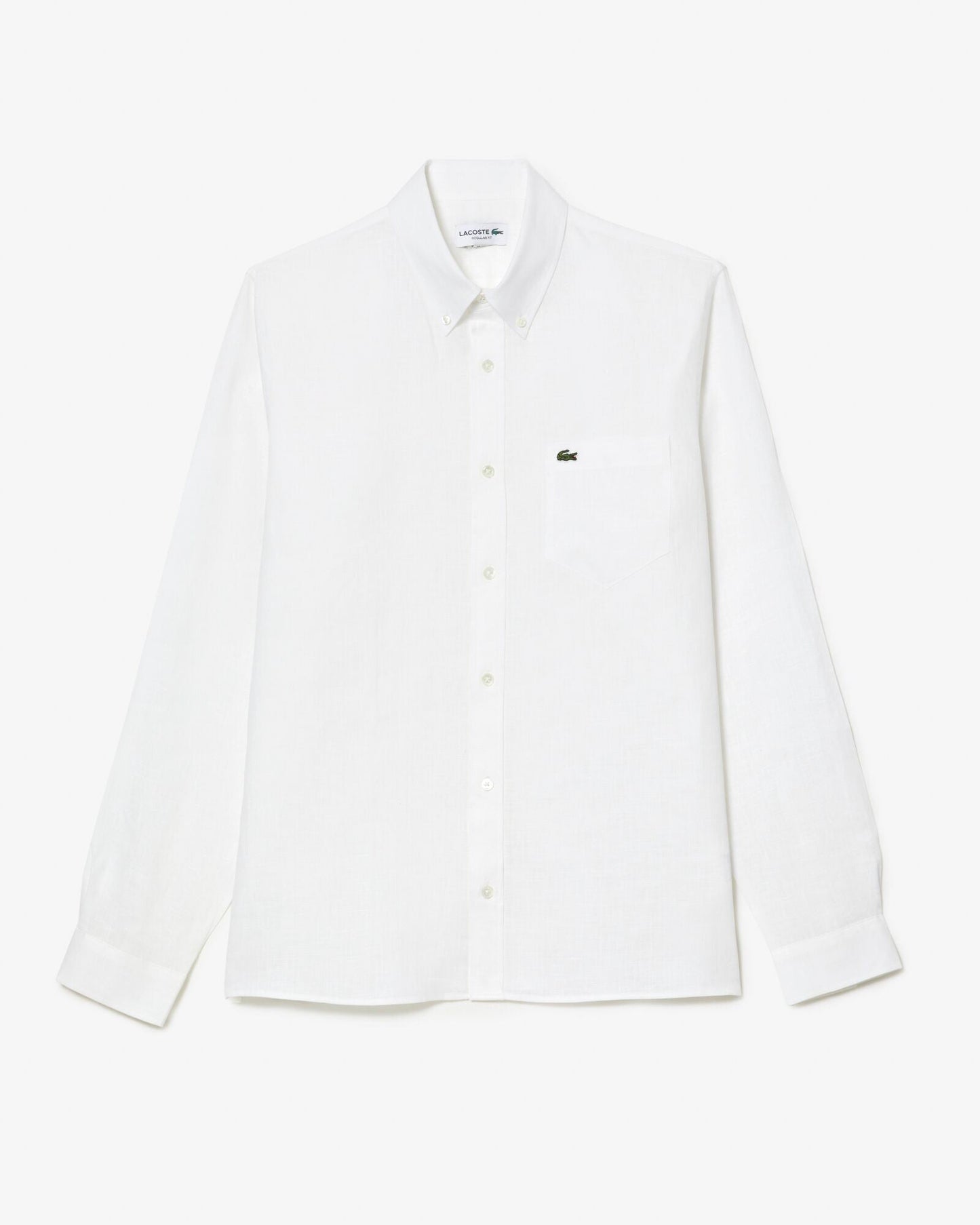 Regular Fit Long Sleeve Mens Linen Shirt - White 001