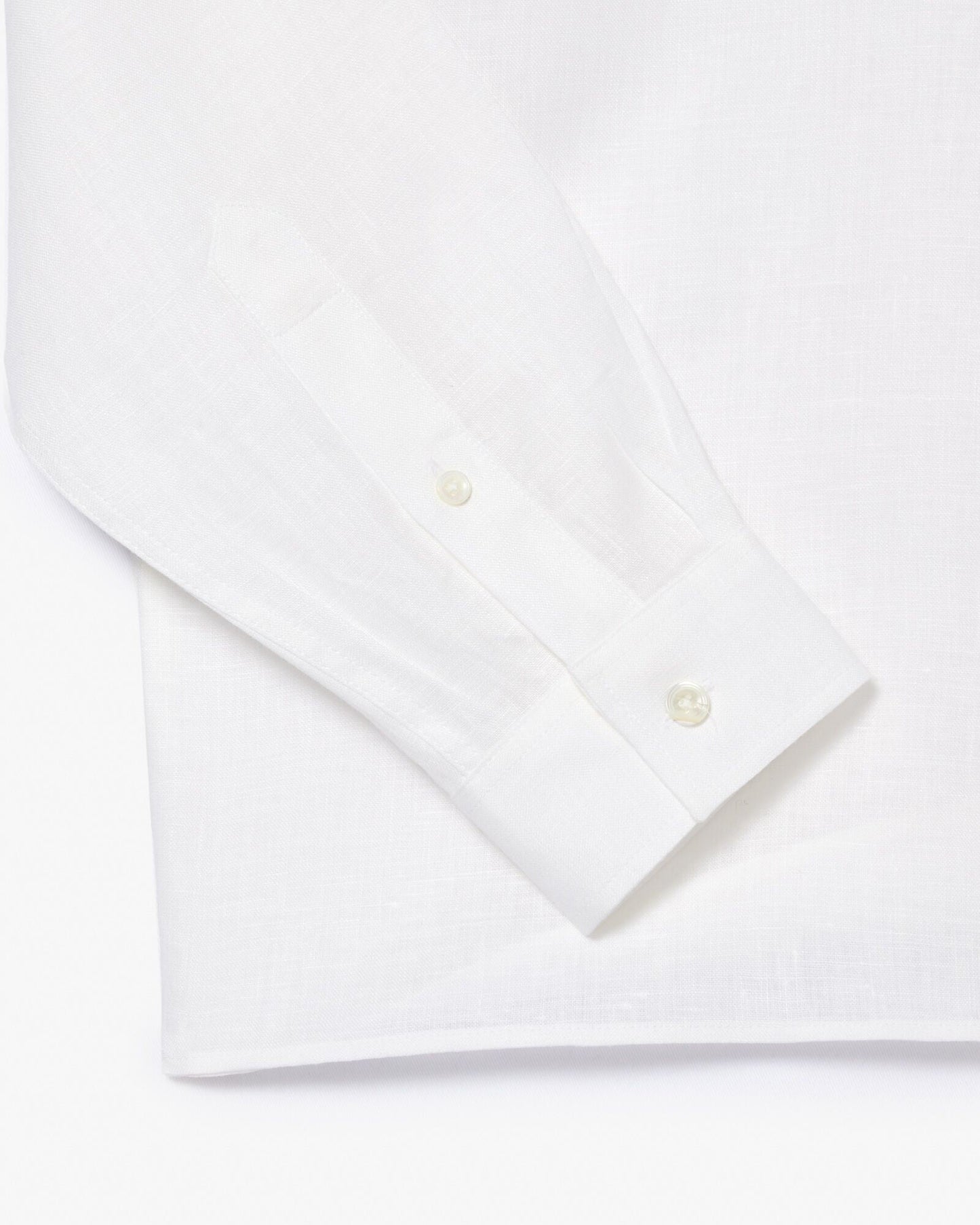 Regular Fit Long Sleeve Mens Linen Shirt - White 001