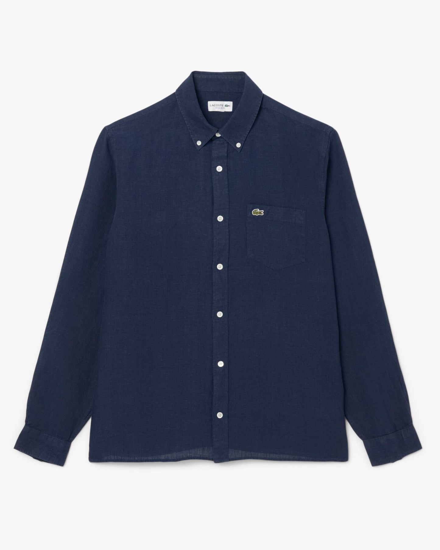 Regular Fit Long Sleeve Mens Linen Shirt - Navy Blue 166