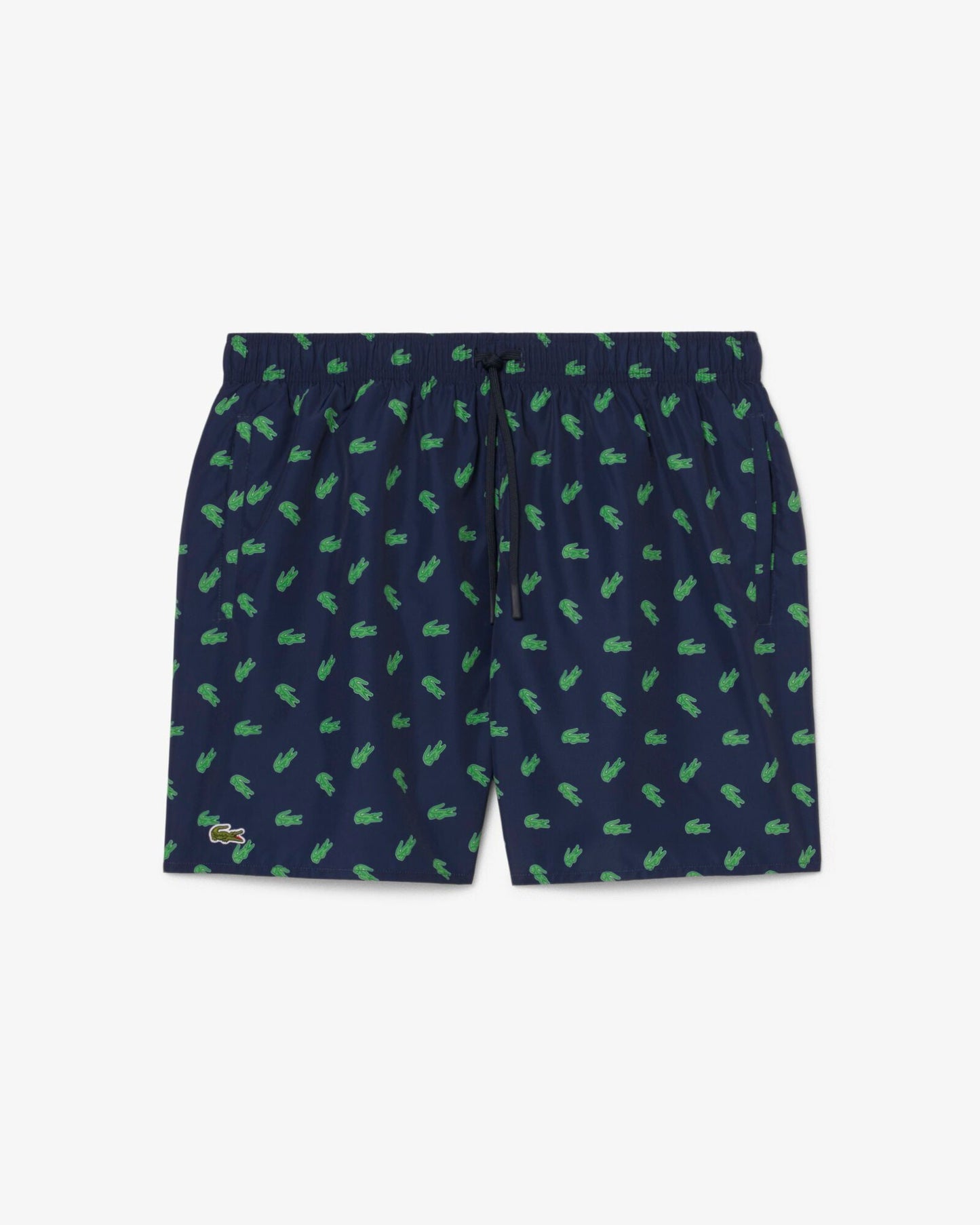Mid Length Crocodile Print Mens Swim Trunks - Navy Blue 166