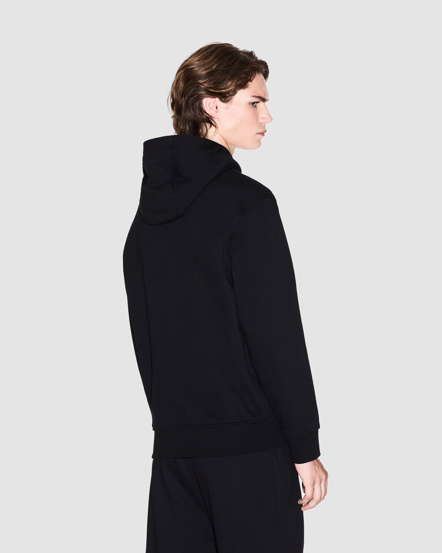 Mens Pullover Hoodie with Tonal Milano/New York Logo - Black UC001