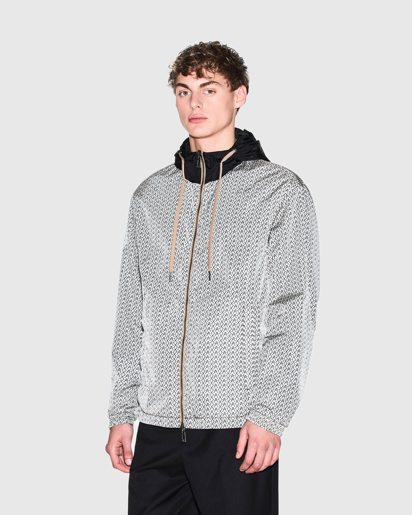 Mens AX Pattern Reversible Jacket - Cream/Black M0245
